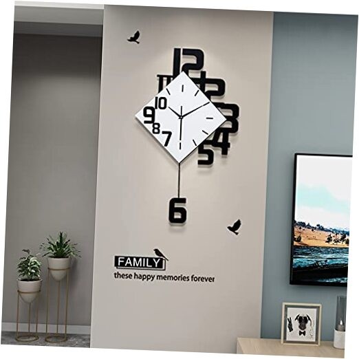 25 Inch Silent Pendulum Wall Clock for Living Room Decor