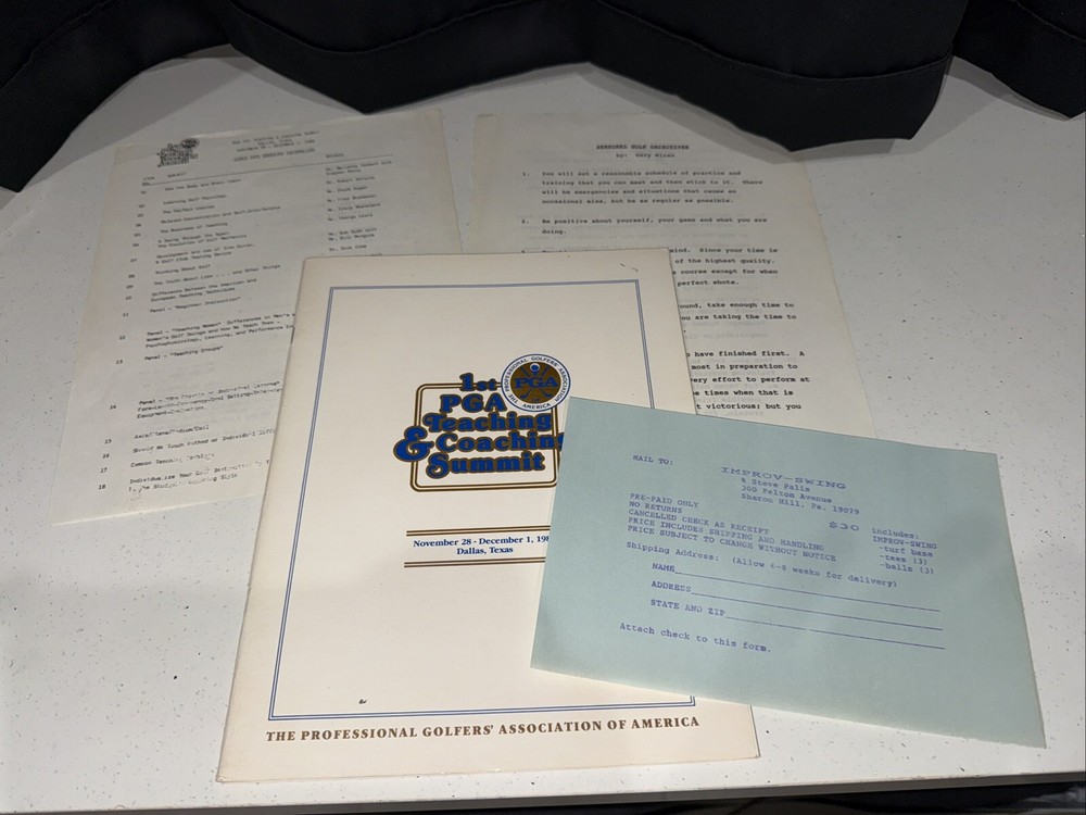 1st 1988 PGA Teaching Summit Program W Inserts Over 35yrs Old Vintage Vry RARE