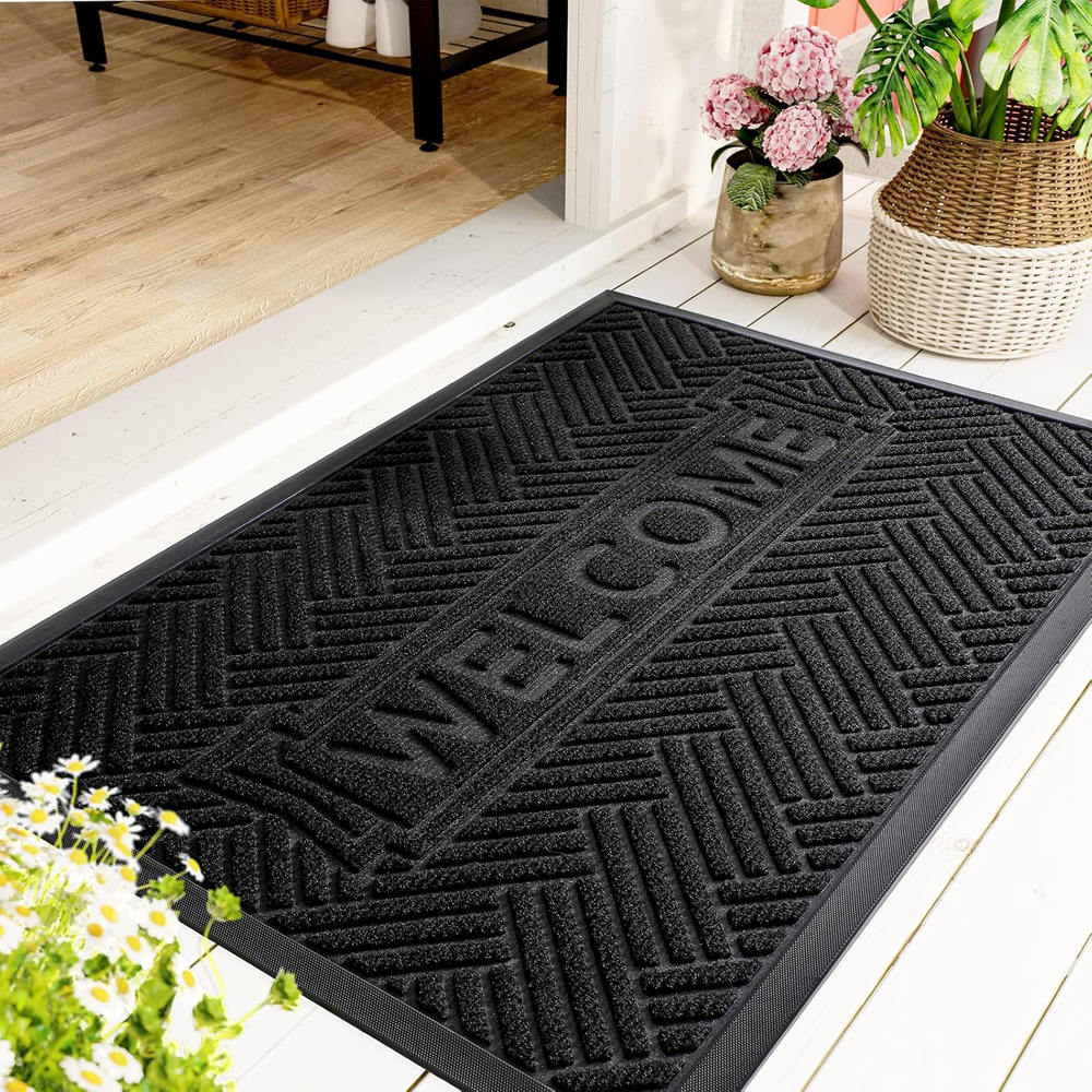 Durable Low Profile Heavy Duty Front Door Mat for Outdoor and Indoor Use