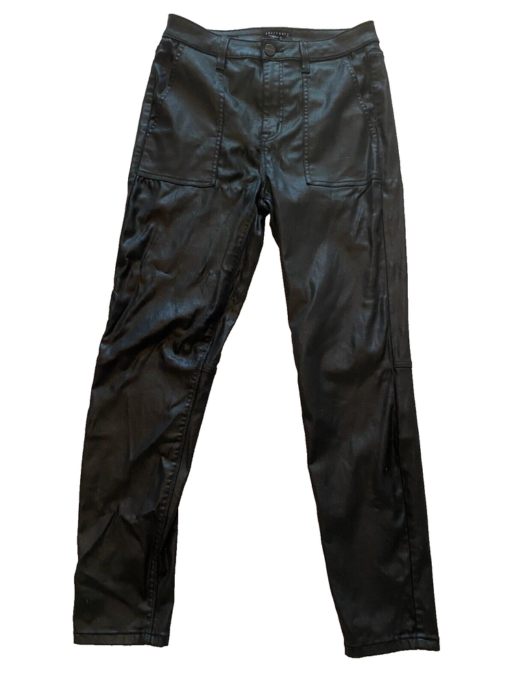Sanctuary Denim Hayden Skinny Pant Womens Size 30/10 Black Shiny Jeans Trousers