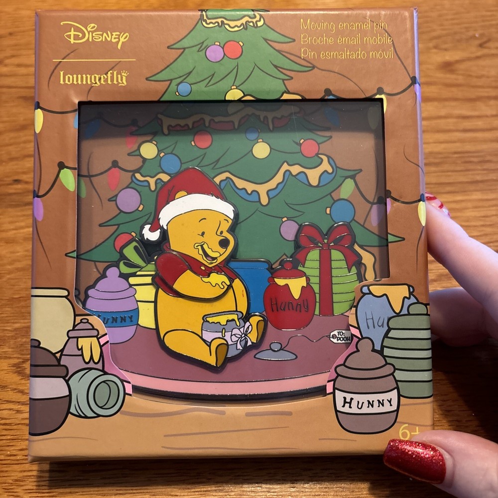 Disney Loungefly Winnie The Pooh Honey Present Christmas- 3” Sliding Pin