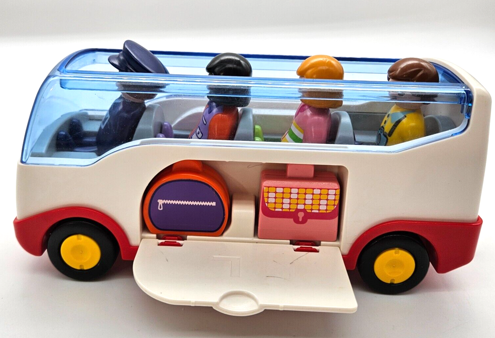 Playmobil Airport Shuttle Bus 2011 Vehicle Plastic Toy Open Top 7 1/4