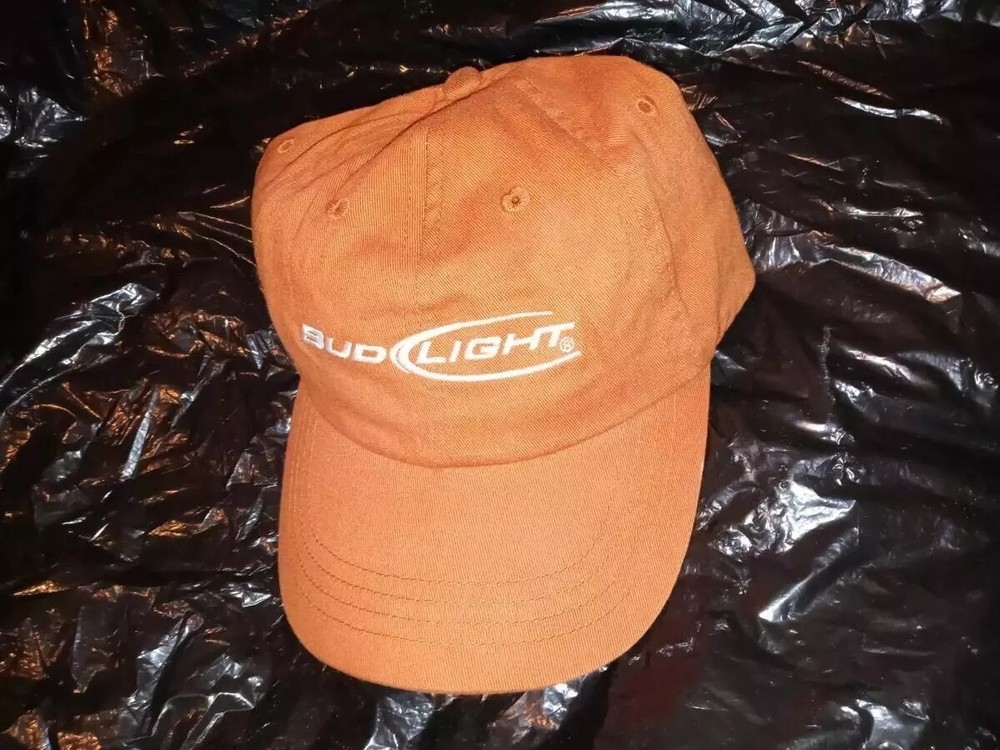 Bud Light Budweiser Beer Promo NEW Unworn RaRe Orange Baseball Hat Cap
