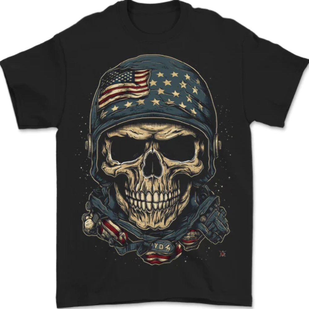 American Skull USA Mens T-Shirt 100% Cotton