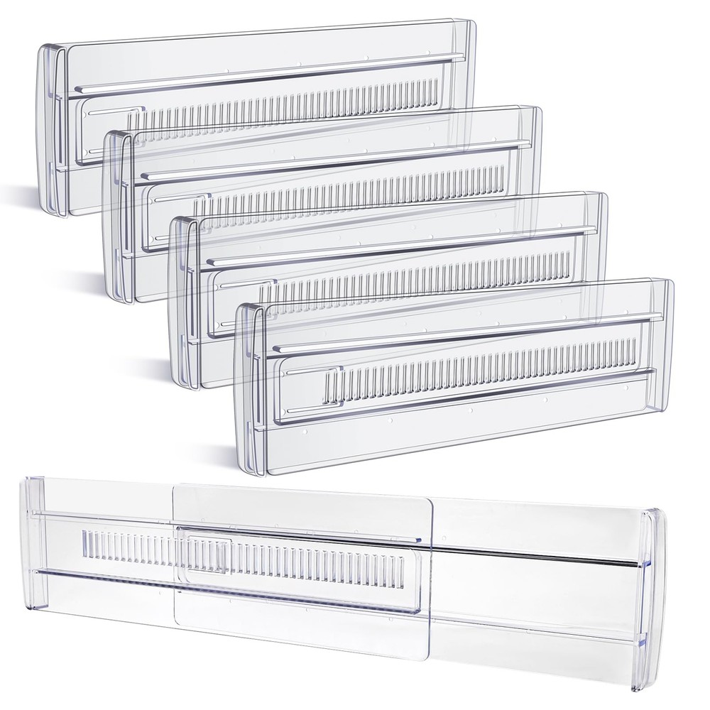 Adjustable 4-Pack Drawer Organizers Expandable to 3.2 Inches High