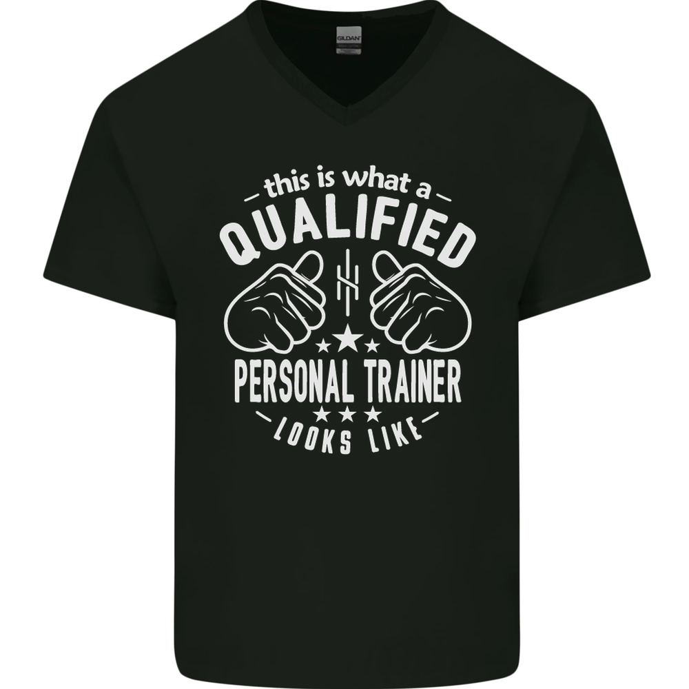 A Qualified Personal Trainer Looks Like Mens V-Neck Cotton T-Shirt