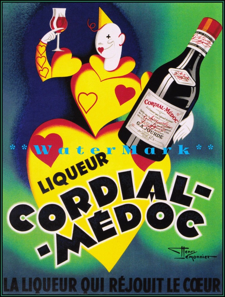 Vintage 1920 Cordial Medoc French Liqueur Retro Advertising Poster Print