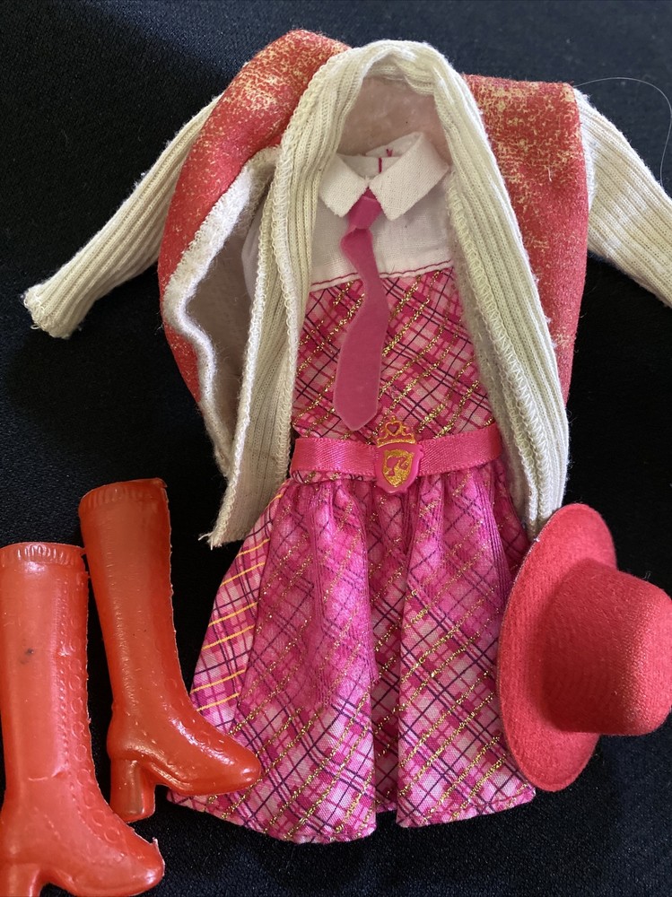 Cute Barbie School Girl Outfit with Jacket Red Boots and Fedora