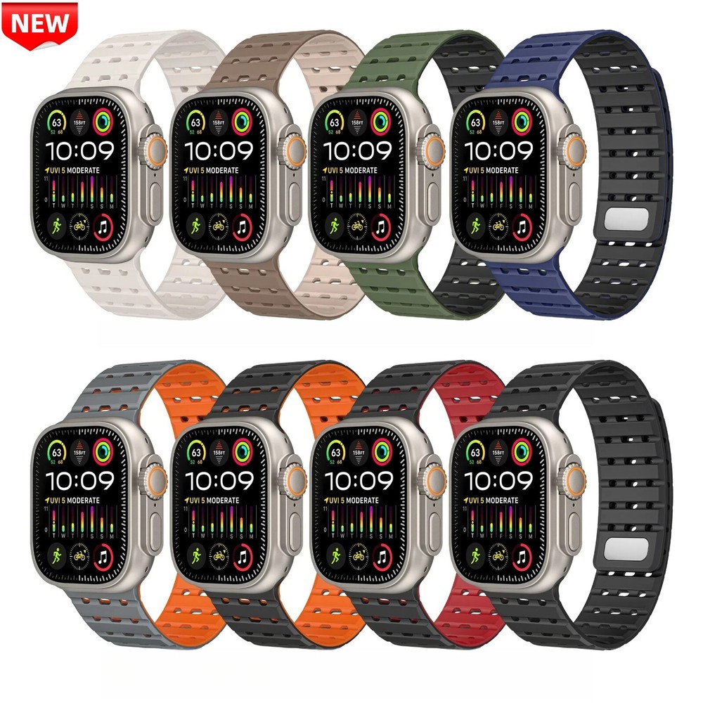 Magnetic Silicone Band Strap for Apple Watch 10 9 8 7 6 SE 44/45/46/49mm Ultra 2