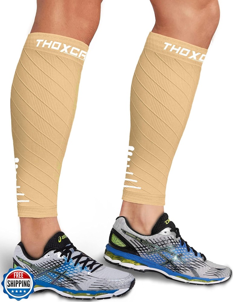 Thoxcare Calf Compression Sleeves 2-Pack for Men & Women – Footless Leg Support  