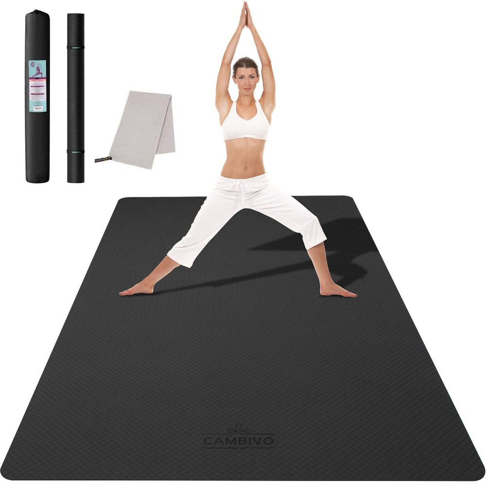 Large Yoga Mat (6'x 4'), Extra Wide Workout Mat for Men and Women, 1/3 &1/4 T...