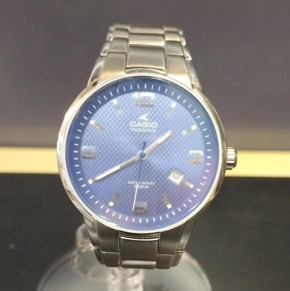 CASIO Oceanus OC-105 watch Blue dial Silver case Quartz USED from Japan