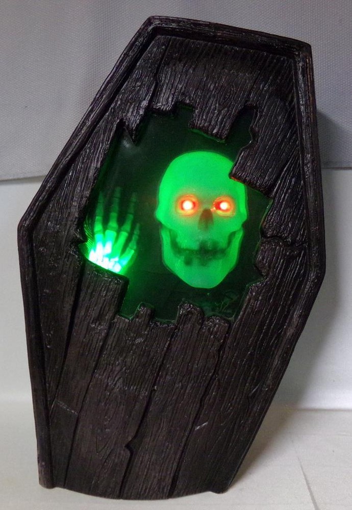 Animated Talking Skeleton Coffin Halloween Blow Mold Decor-image