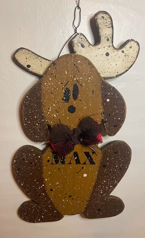 Hand Carved & Painted Grinch Max Wood Wall Hanging 2024