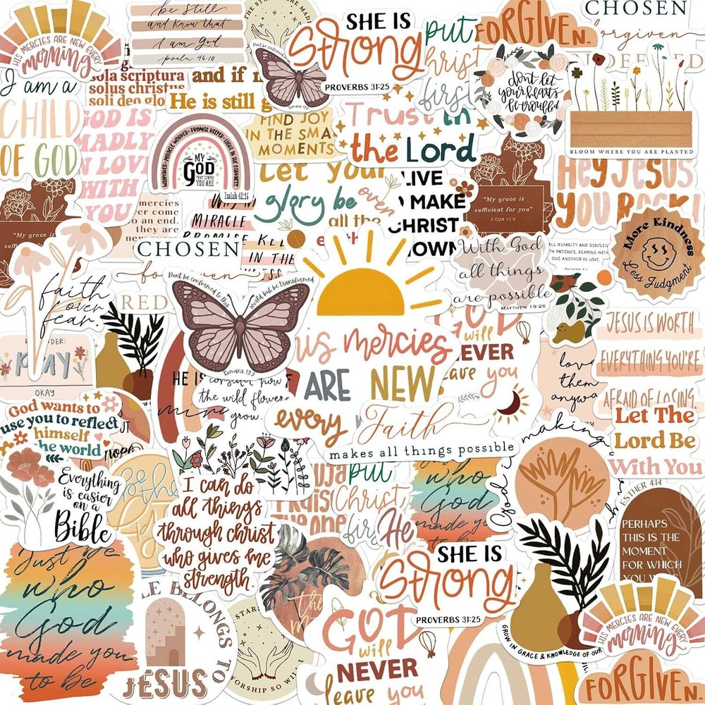 50PCS Bible Stickers, Inspirational Christian Stickers for Water Bottle 50pcs