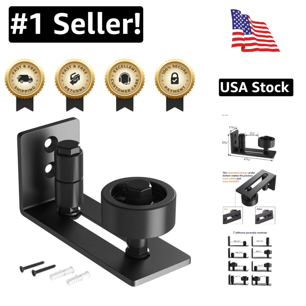 High-Quality Sliding Barn Door Floor Guide with Protective Groove - Black Design