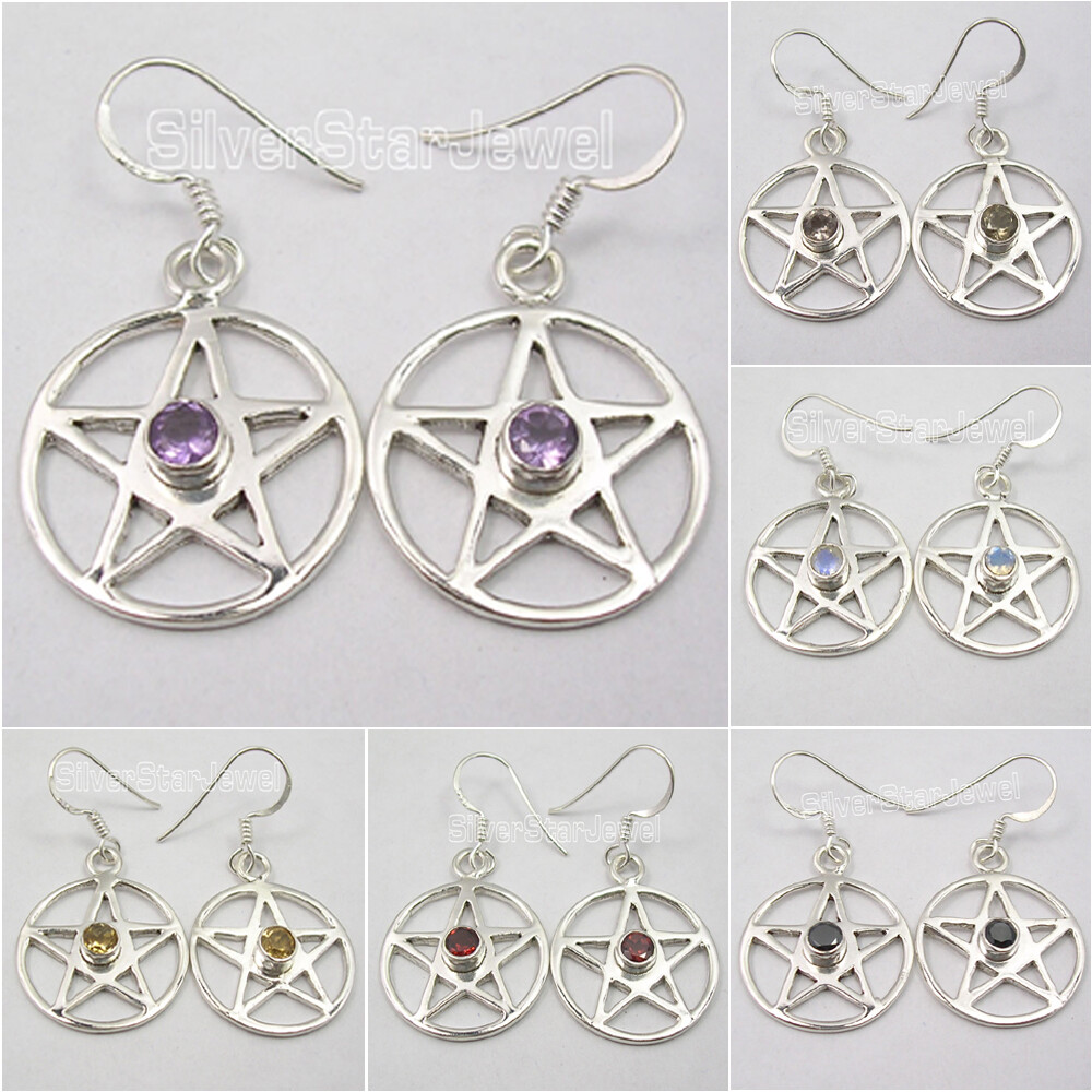 CLEARANCE SALE ONLINE 925 Silver STAR Earrings AMETHYST & See More Gem Variation-image