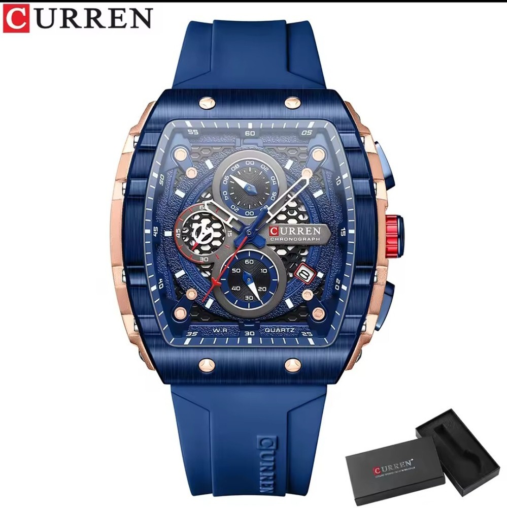 Blue Curren Top Brand Luxury Mens Watches Fashion Silicone Quartz Watch