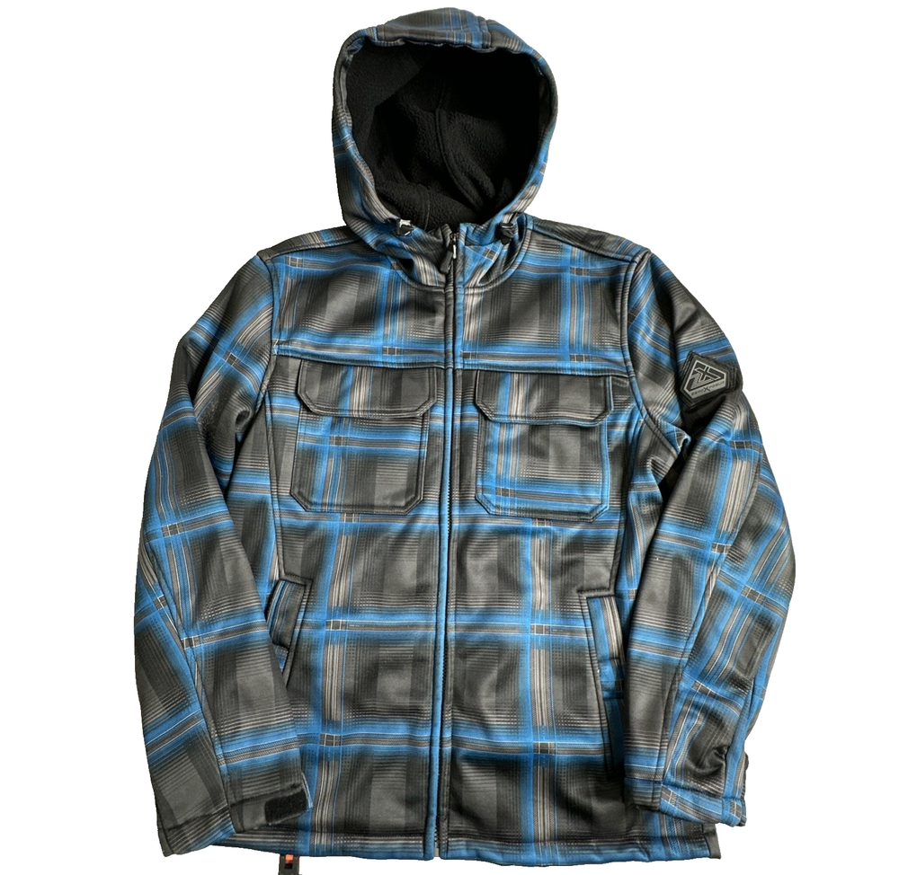 Zero Xposur Men's Small Blue Black Plaid Hooded Jacket Full Zip Insulate