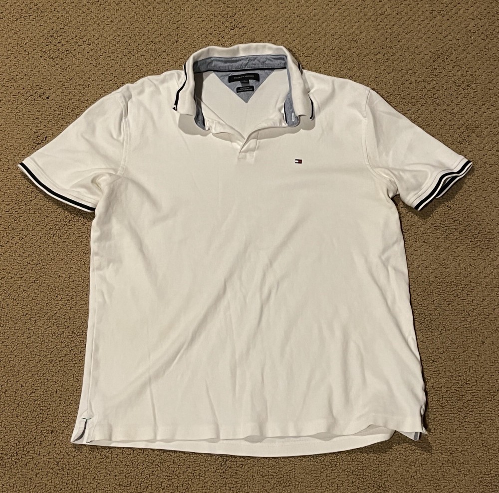 Tommy Hilfiger Men's White Custom Fit Polo Shirt Size XL