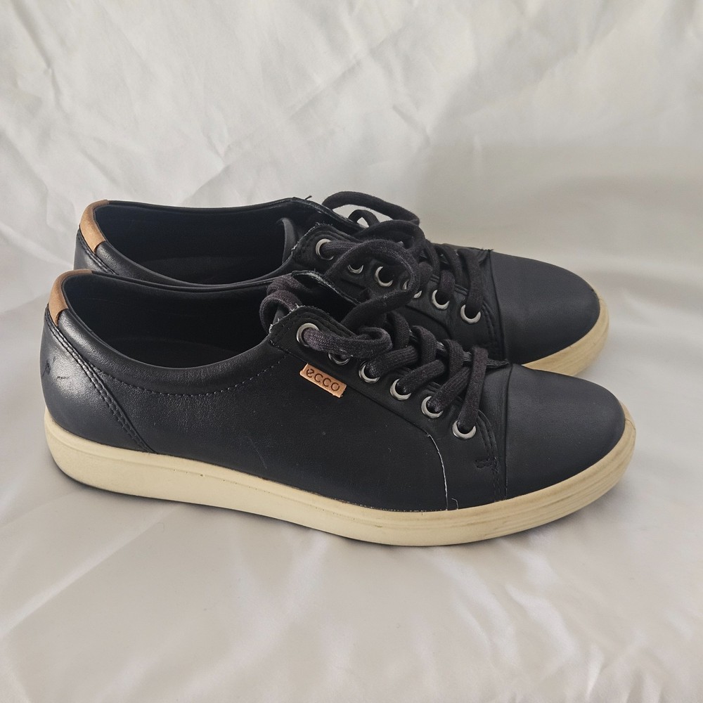ECCO Soft Sneakers Women's Shoes Size US 6.5 / EU 37 Black Leather Comfort Sole