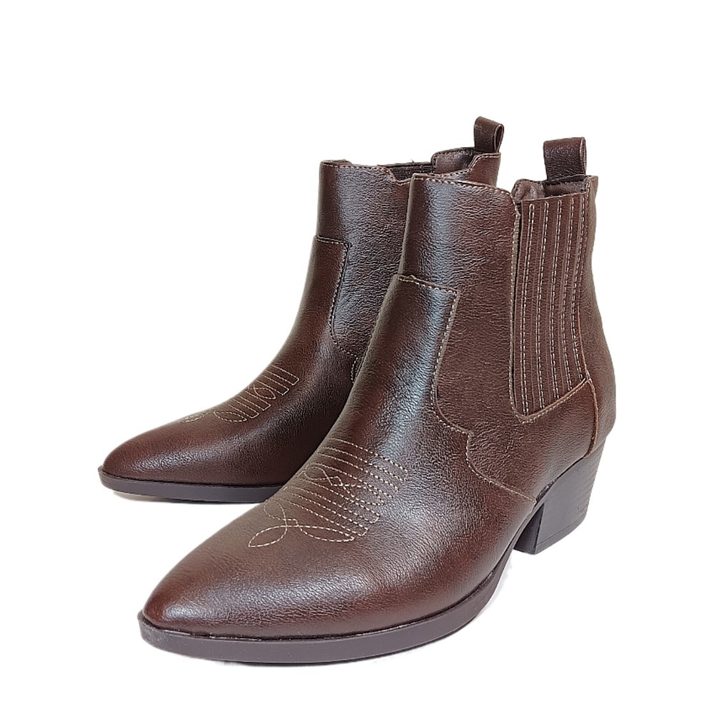 Sun & Stone Granger Women's Size 8 Brown Faux Leather Cowgirl Booties