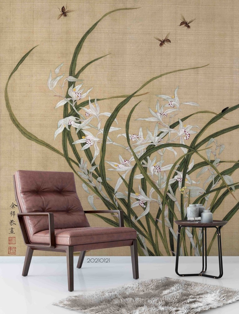 3D Yu Zhi Flower Chinese Painting Wall Murals Wallpaper Murals Wall Sticker