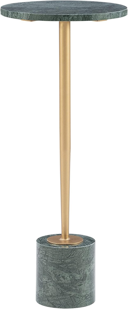 Ayleen Gold Metal Drink Table with Green Marble Top and Base