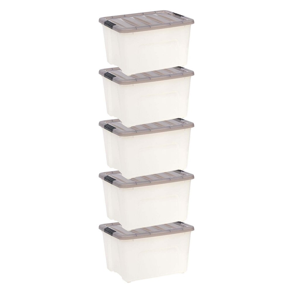 IRIS USA 40 Qt. Plastic Storage Bins with Lids,Totes 5Pk New