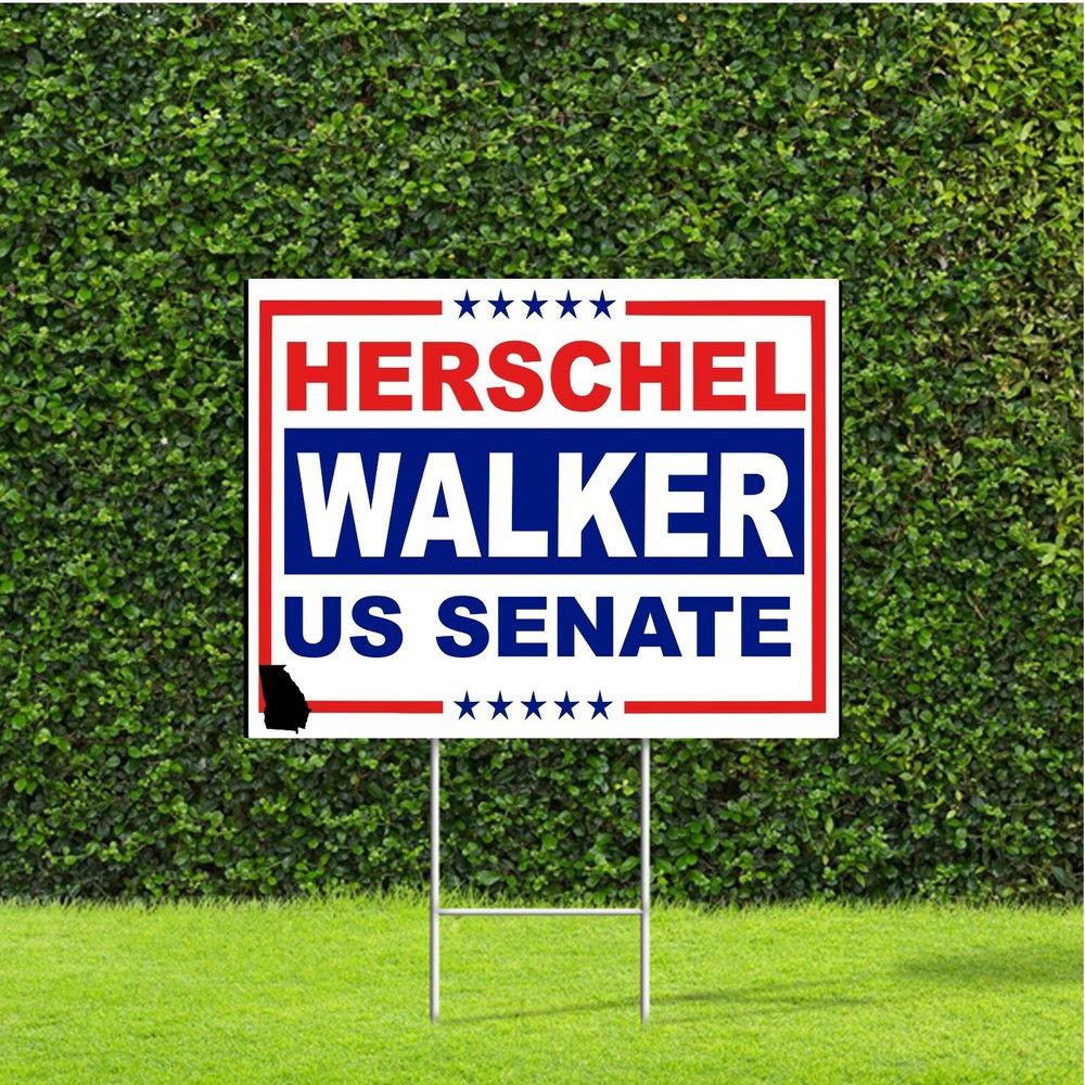 Herschel Walker Georgia US Senate Political Red White & Blue Yard Sign w H Stake