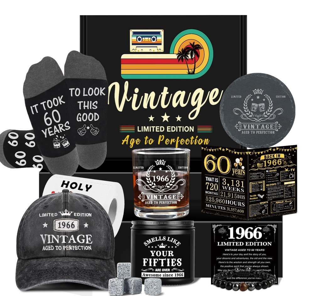 60th Birthday Gifts for Men, Cool Decorations large, Black