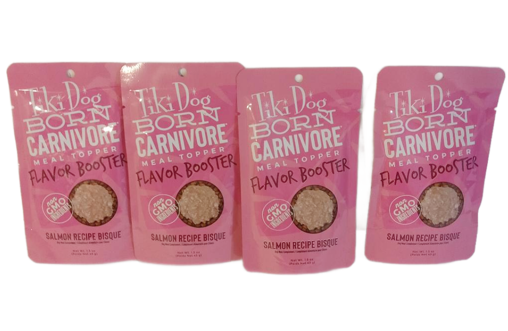 Tiki Dog Food Topper Salmon Recipe Bisque Born Carnivore Flavor Booster 4 Packs