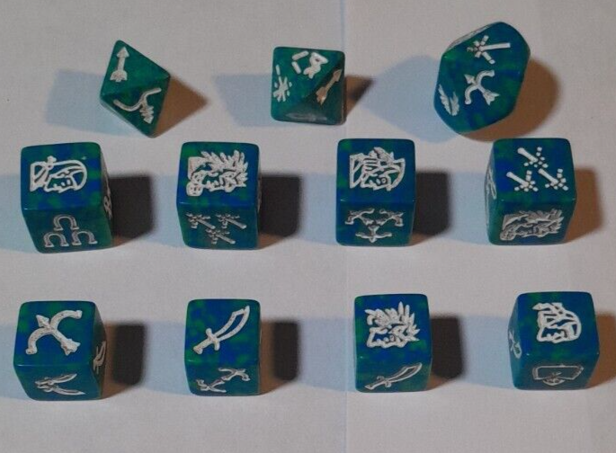 TSR Dungeons And Dragons Dice Lot of 11 Vintage D&D Blur/Green