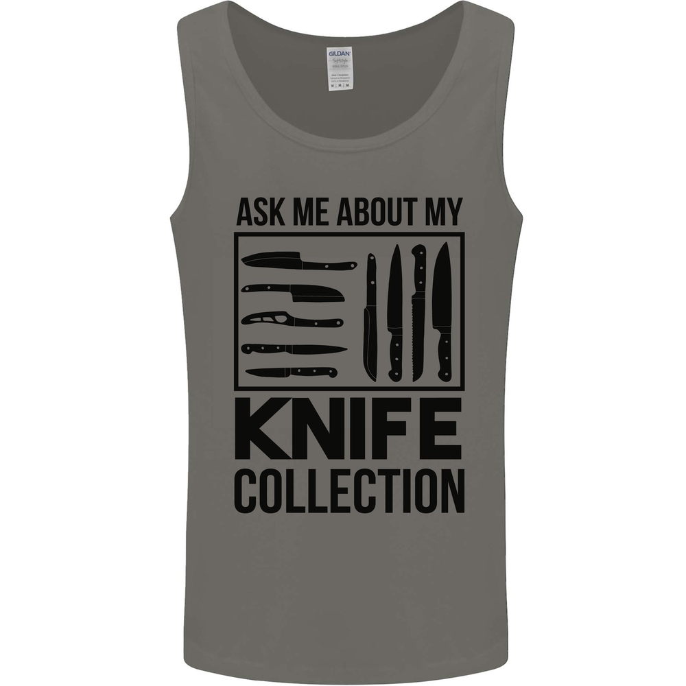 Funny Chef Ask About My Knife Collection Mens Vest Tank Top