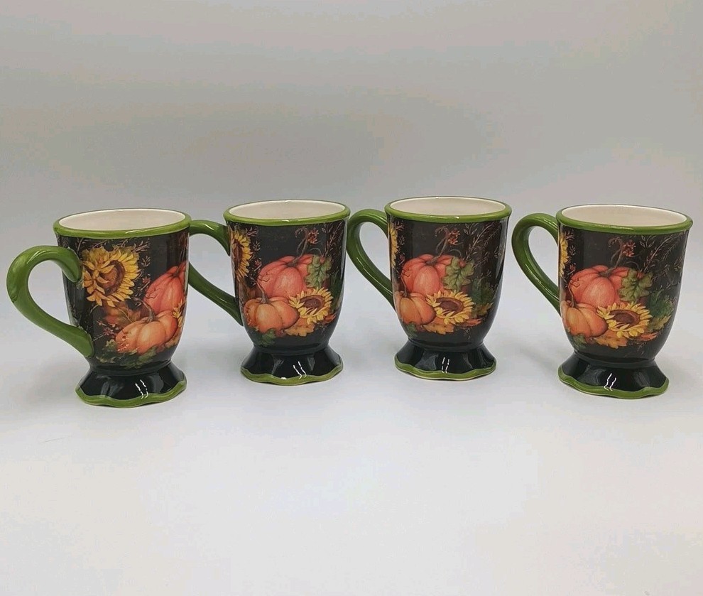 Certified International Susan Winget Botanical Autumn Footed Mugs Set Of 4 Mugs