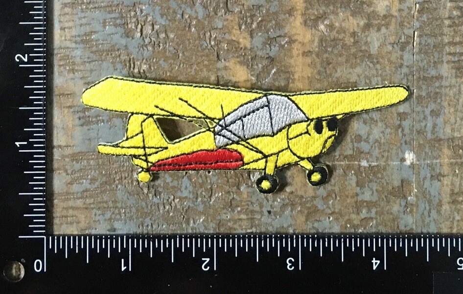 Vintage Yellow Red Aircraft Aviation Embroidered Iron-On Patch