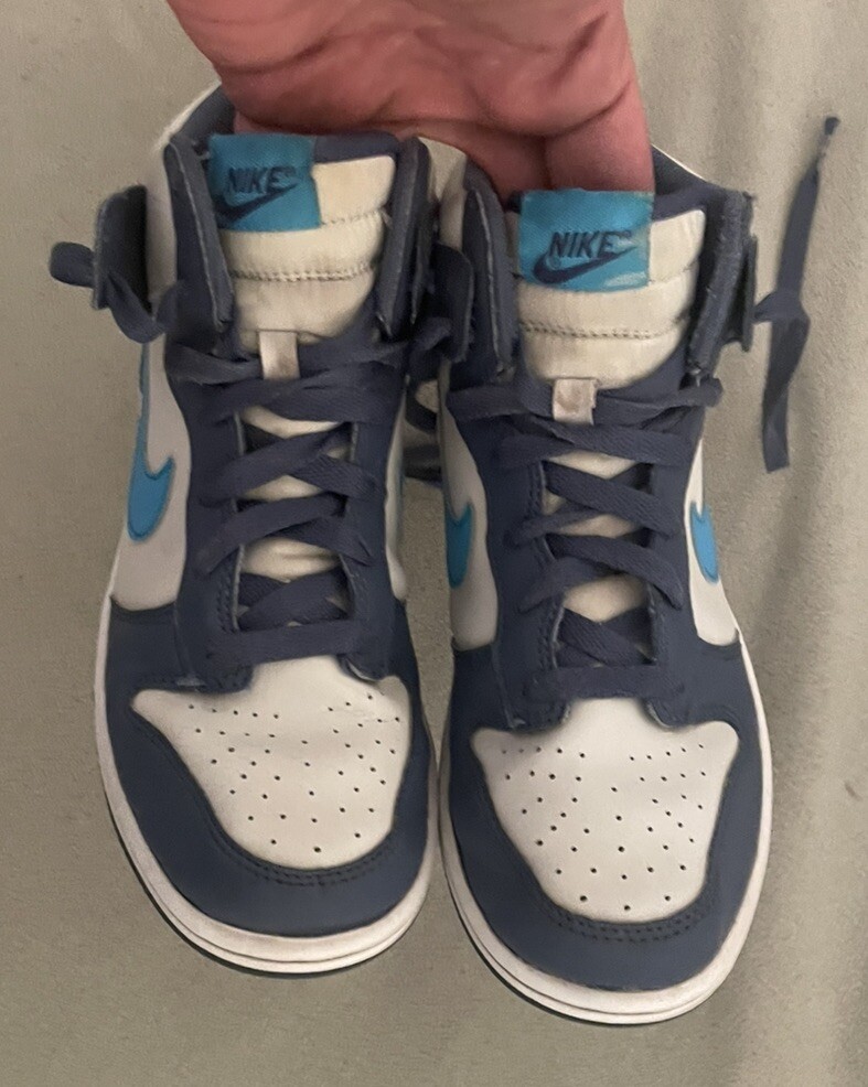 DD2314-006 Kids 3Y Nike Dunk High Rare Color Way Two Tone Blue & White Clean