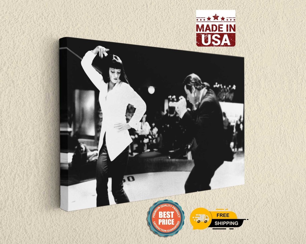 Pulp Fiction Wall Art Black White Classic Movie Canvas Print Decor