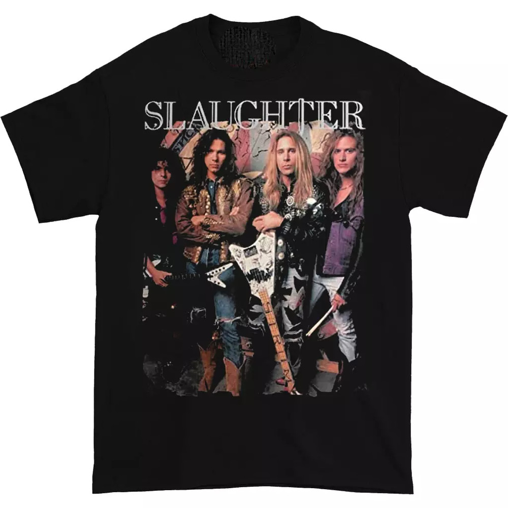 Slaughter Music Band Gift For Fans Heavy Cotton Black Tee Shirt