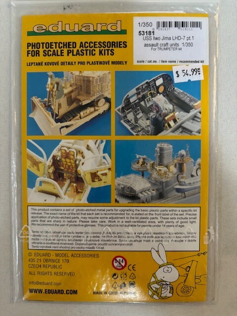 Eduard #53181: 1/350 Scale Photo-Etched Assault Craft Units, USS Iwo Jima LHD-7
