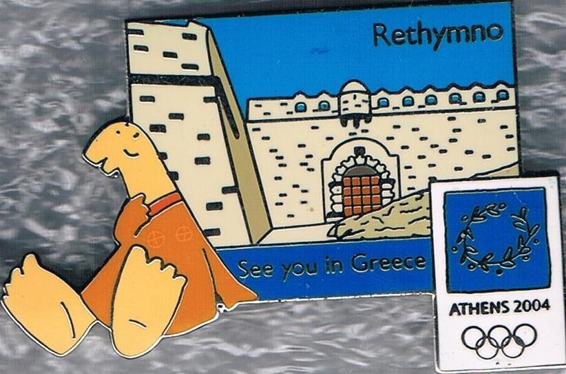 Rare 2004 Athens Mascot See You In Greece Rethymno Olympic Games Mark Pin