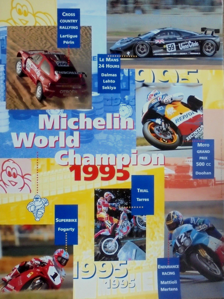 1995 Le Mans Moto GP Superbike Michelin Original Poster 80x60cm Racing Memorabilia