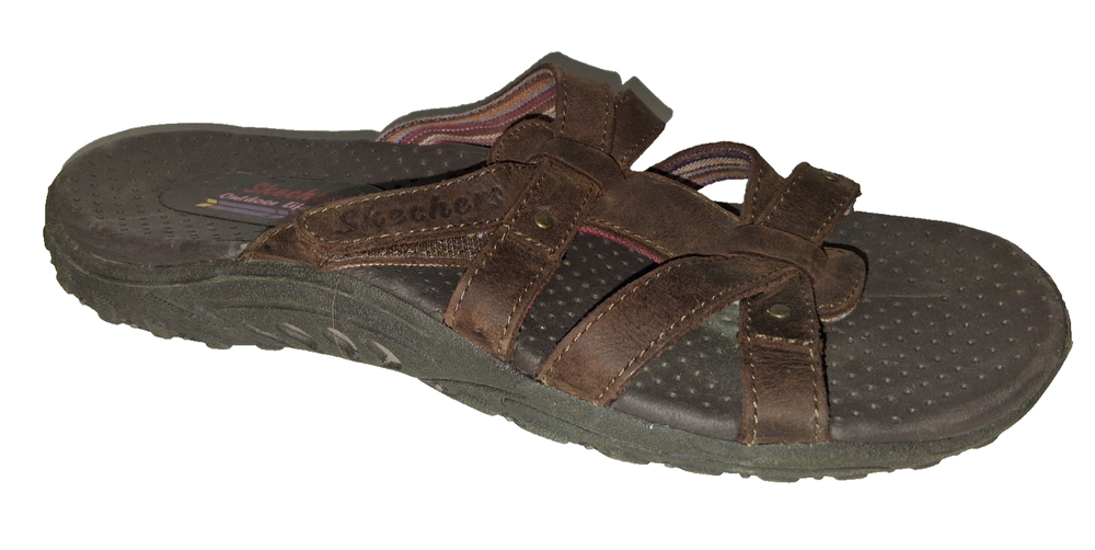 Skechers Outdoor Lifestyle Brown Leather Slide Sandals Women's  Size 8