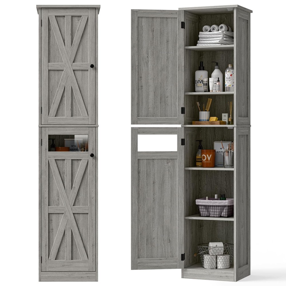 Tall Bathroom Cabinet, Slim Bathroom Storage Cabinet with Adjustable Shelves ...