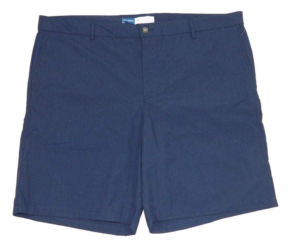 Men's Chino Shorts NEW Old Navy Blue Textured Micro Plaid Tag & measured Size 46
