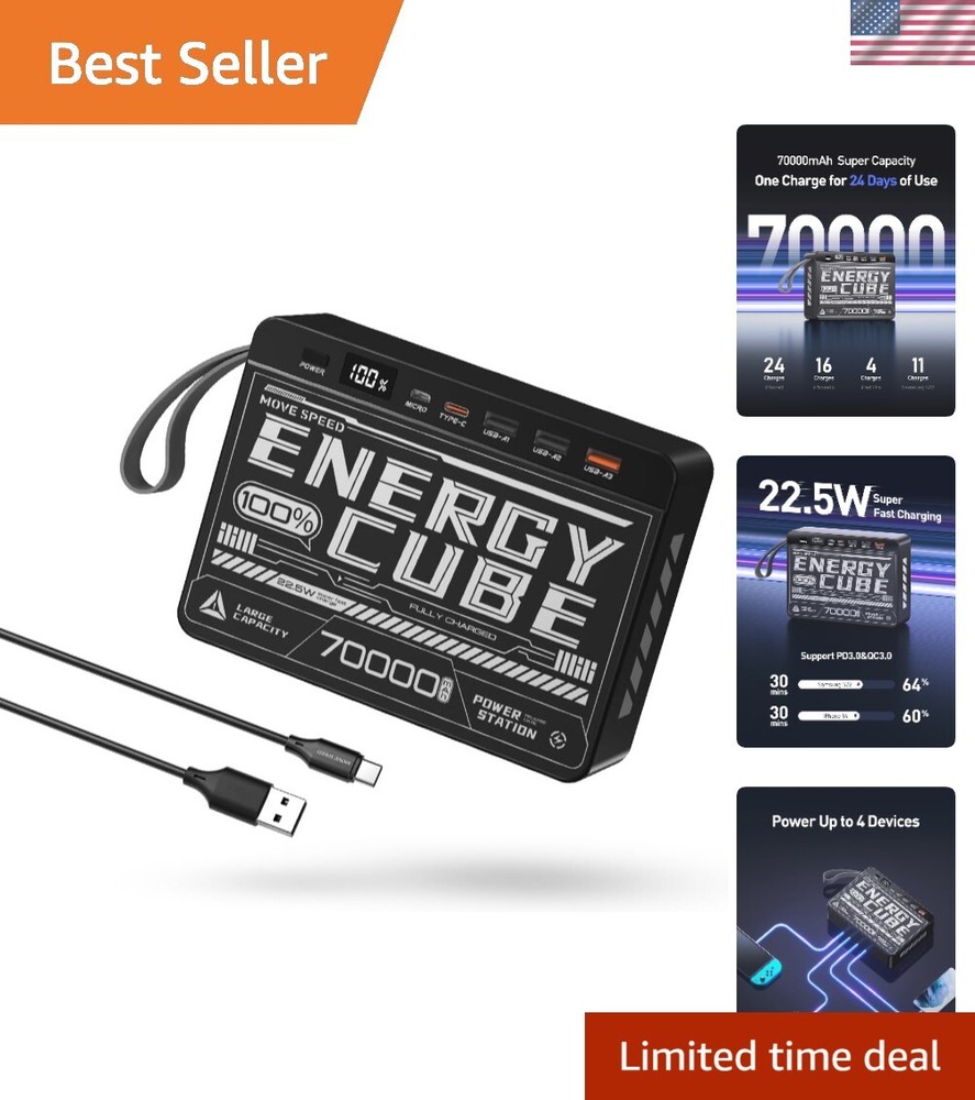 70000mAh Power Bank High Capacity, 22.5W Max PD 3.0 Fast Charging, Large Powe...