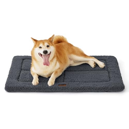 Washable Reversible Foam Dog Crate Bed for Large Dogs 35x23 Grey
