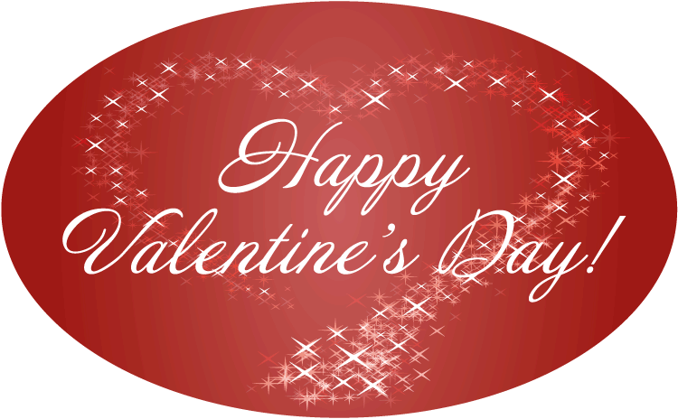 Happy Valentine's Day Red Oval Car Bumper Sticker Decal