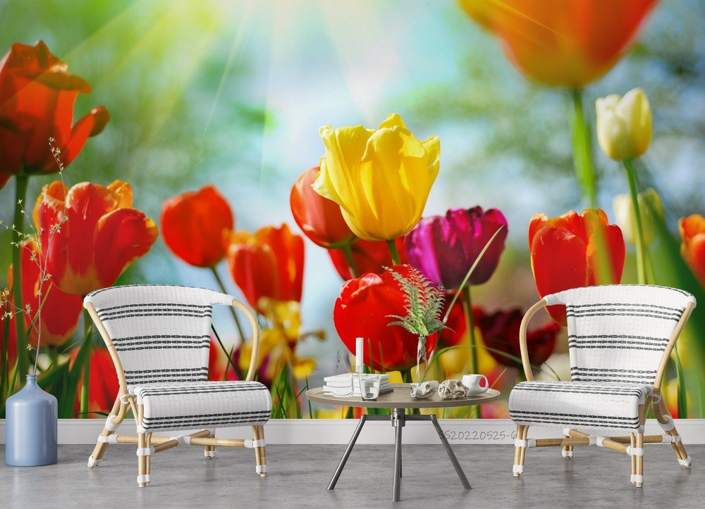 3D Tulip Sunlight Close-up Wall Murals Wallpaper Murals Wall Sticker