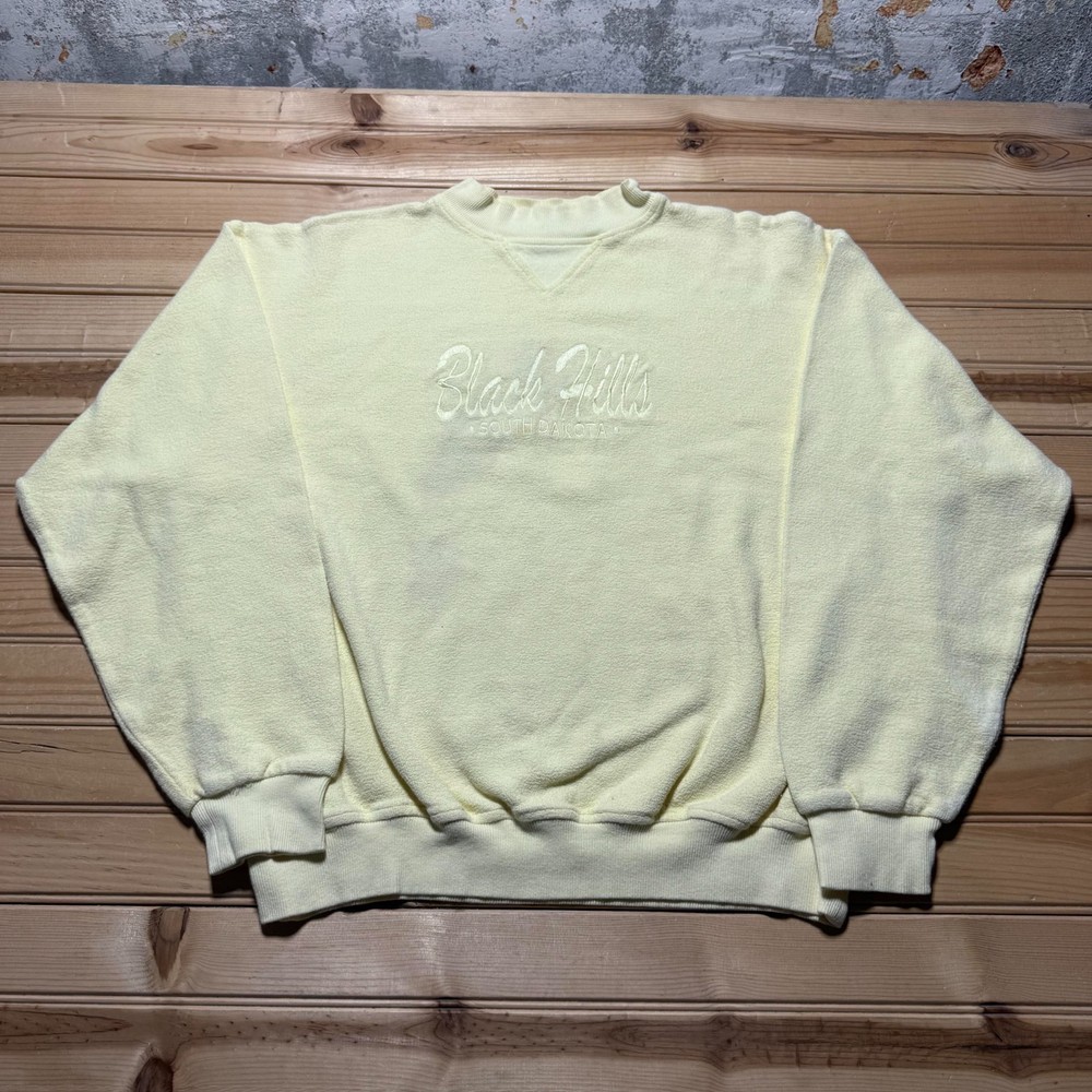 Vintage 90s Black Hills South Dakota Embroidered Mock Neck Sweatshirt USA Large